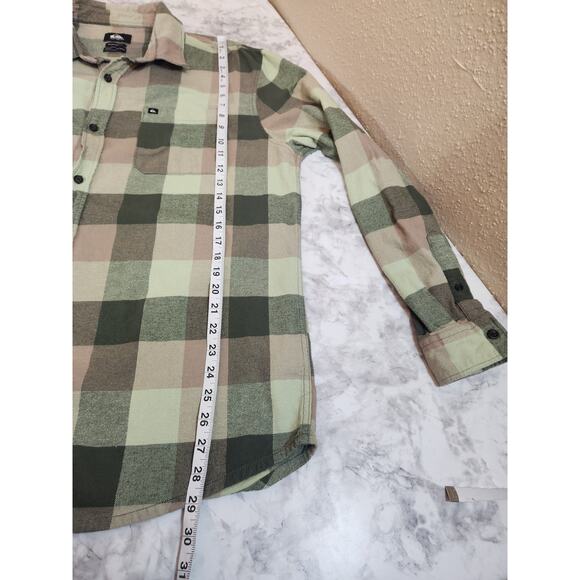 Quiksilver Men's Button Down Plaid Long Sleeve Shirt Green and Brown Size XL - Picture 6 of 6